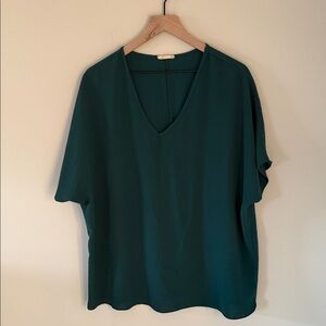 Entro Deep Teal V-Neck Blouse
